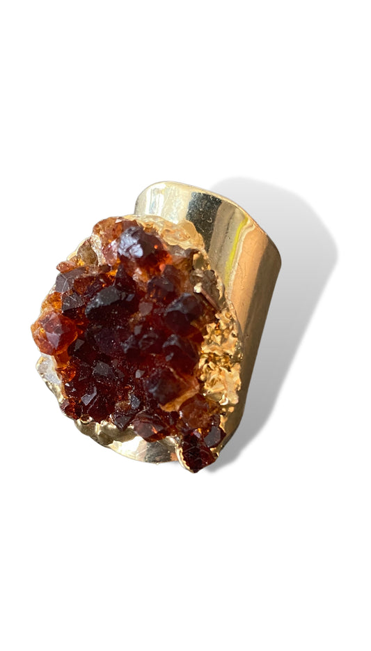 Nebula Citrine Gold Cuff Ring