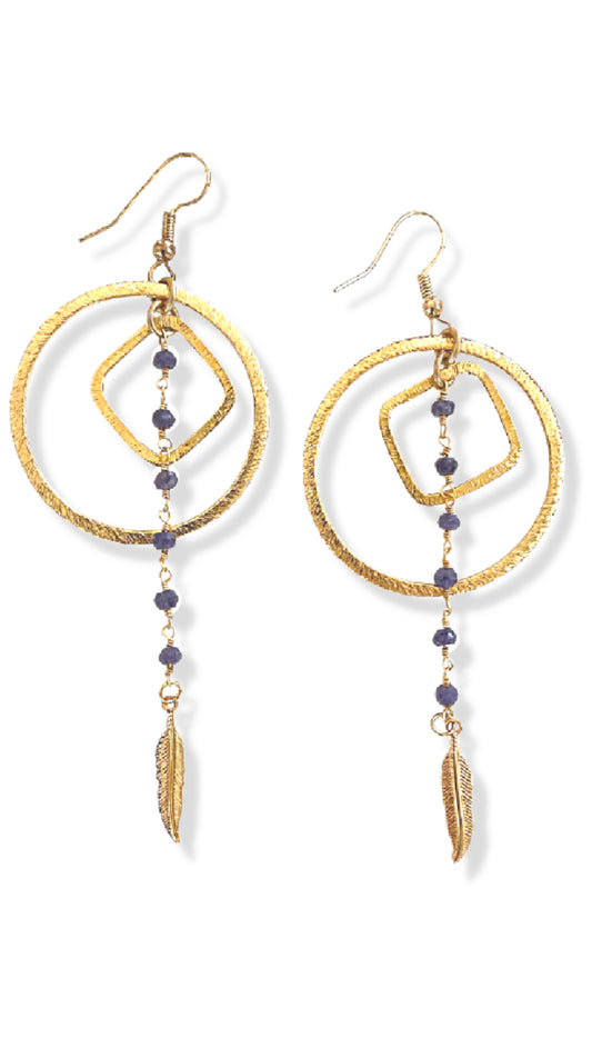 Cosmic Blue Sapphire Halo Orb Earrings