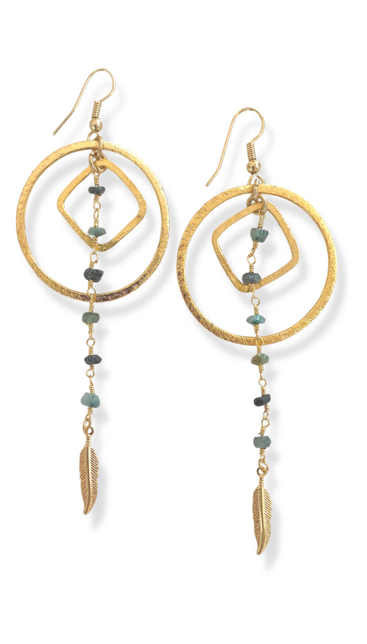 Cosmic Emerald Halo Earrings