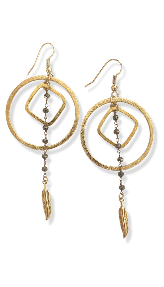 Cosmic Pyrite Halo Orb Earrings