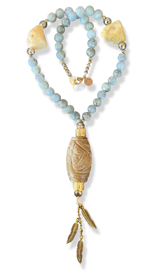 Shakti Drum Labradorite Mala