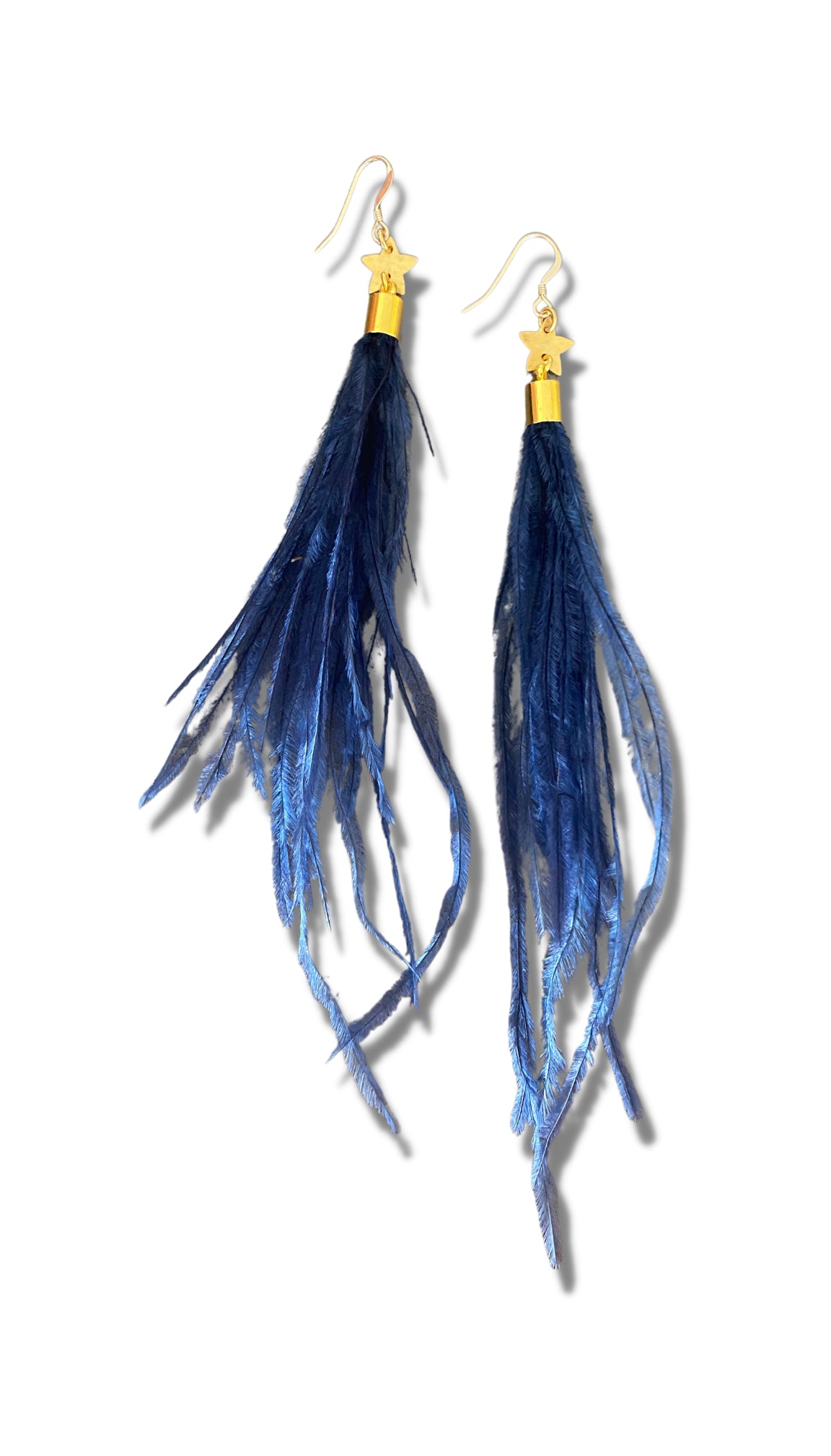 Starry Sapphire Feather Earrings