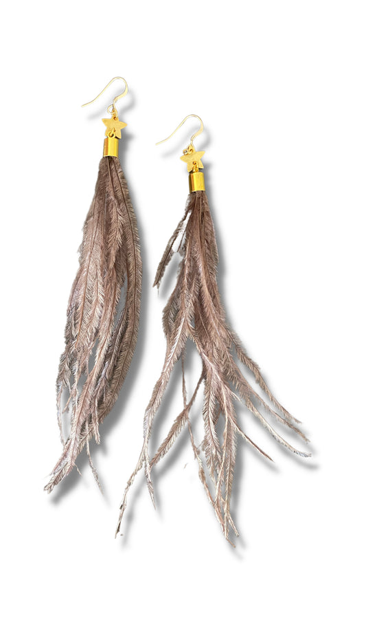 Starry Smoky Feather Earrings