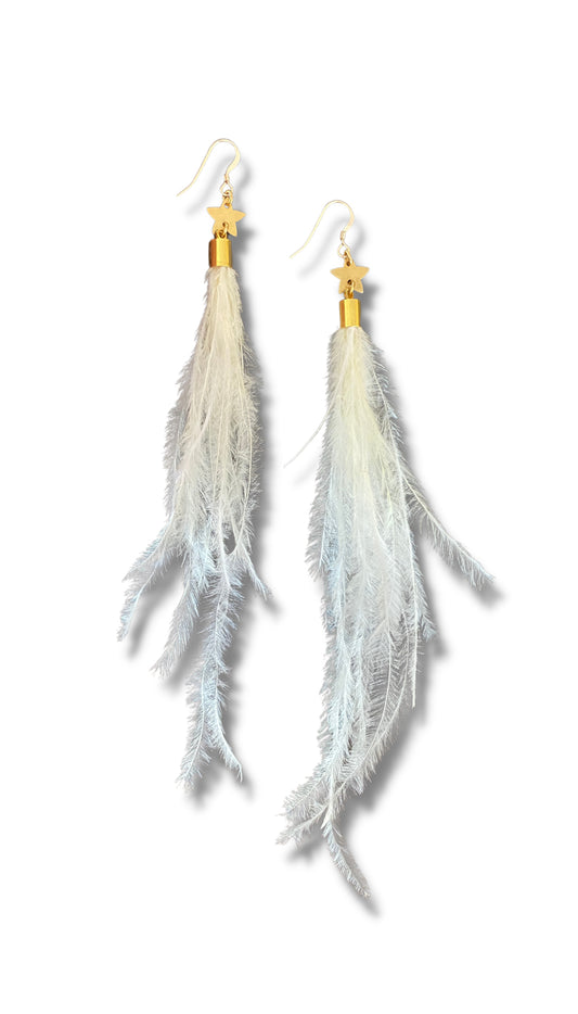 Starry Blanc Feather Earrings